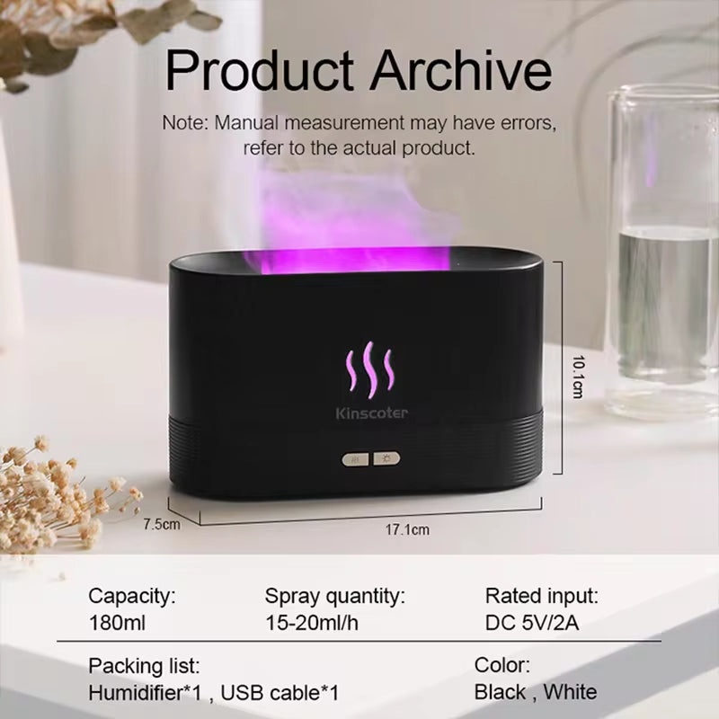 Transform Your Space with the Aroma Diffuser Air Humidifier - Ultrasonic Cool Mist Maker & LED Flame Lamp!
