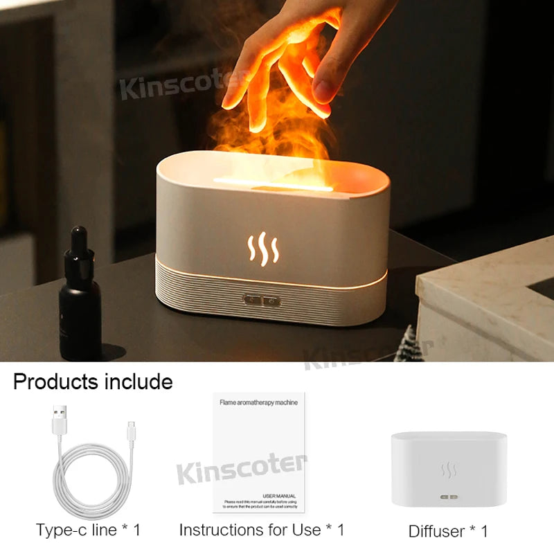 Transform Your Space with the Aroma Diffuser Air Humidifier - Ultrasonic Cool Mist Maker & LED Flame Lamp!