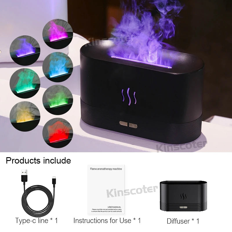 Transform Your Space with the Aroma Diffuser Air Humidifier - Ultrasonic Cool Mist Maker & LED Flame Lamp!