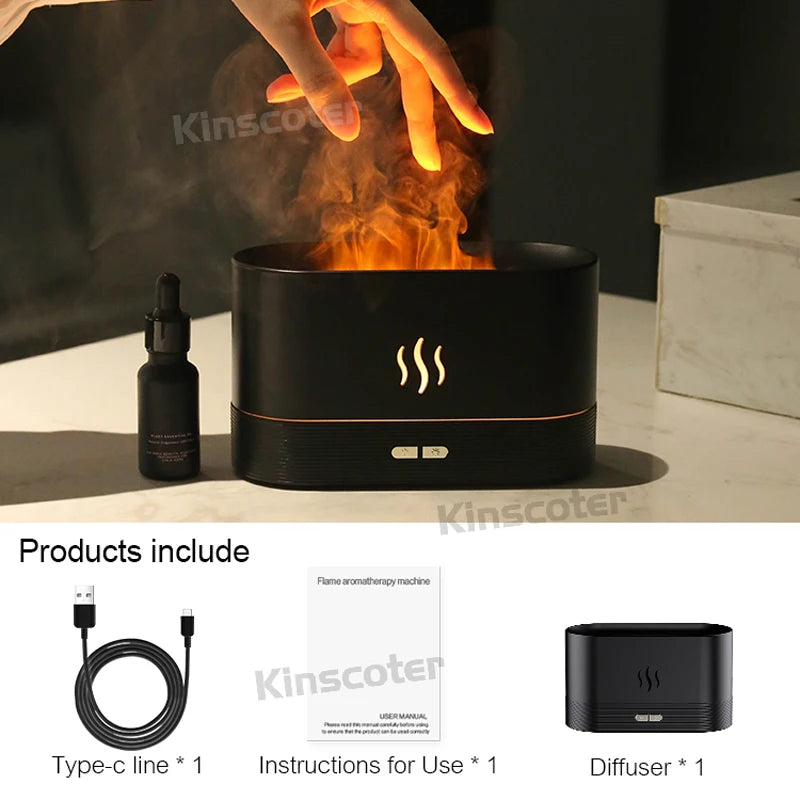Transform Your Space with the Aroma Diffuser Air Humidifier - Ultrasonic Cool Mist Maker & LED Flame Lamp!
