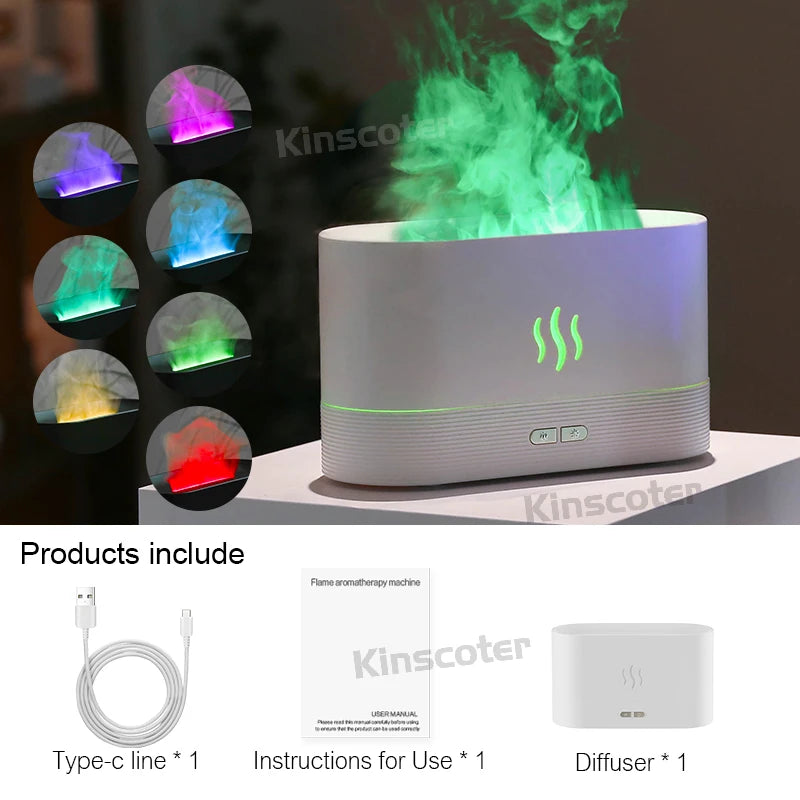 Transform Your Space with the Aroma Diffuser Air Humidifier - Ultrasonic Cool Mist Maker & LED Flame Lamp!