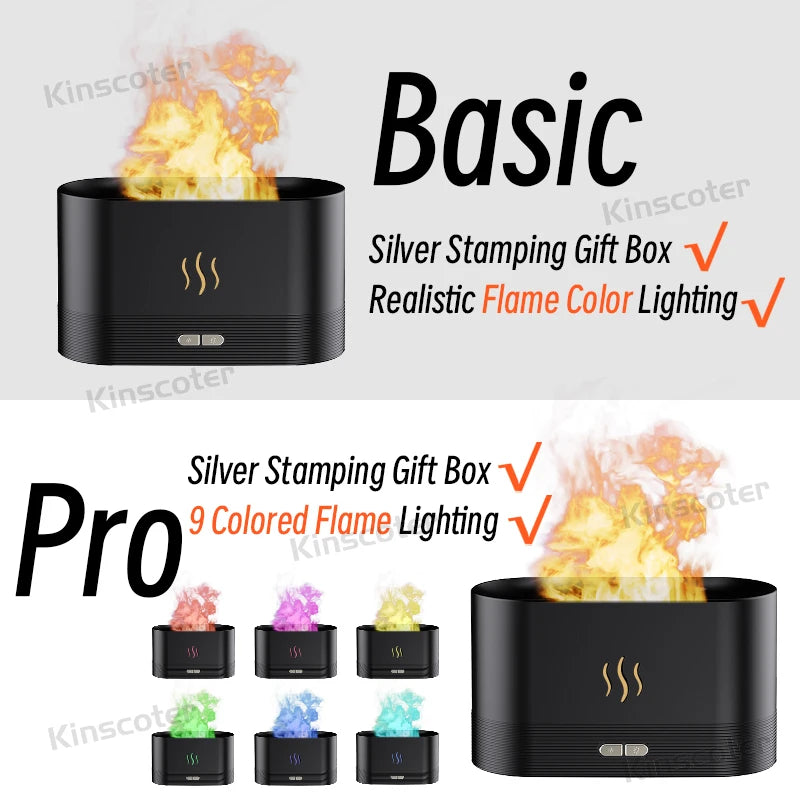 Transform Your Space with the Aroma Diffuser Air Humidifier - Ultrasonic Cool Mist Maker & LED Flame Lamp!
