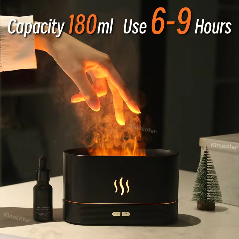 Transform Your Space with the Aroma Diffuser Air Humidifier - Ultrasonic Cool Mist Maker & LED Flame Lamp!