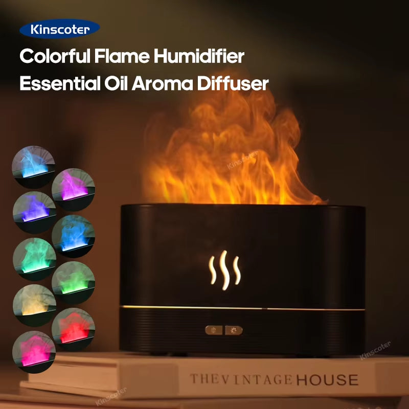 Transform Your Space with the Aroma Diffuser Air Humidifier - Ultrasonic Cool Mist Maker & LED Flame Lamp!